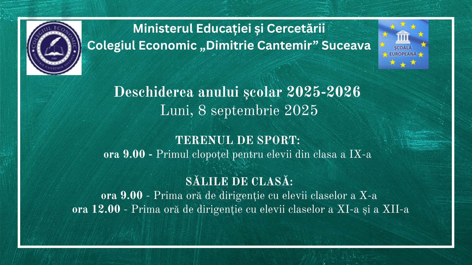 Decshiderea anului scolar 2025 2026